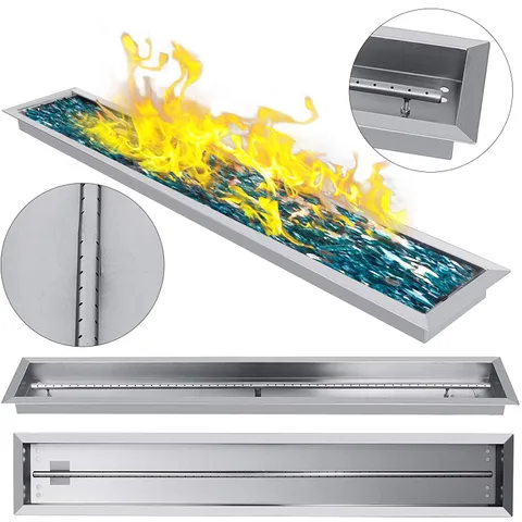 Fire Pit Pan 49 X 8 InchStainless Steel Linear Trough Drop-in Fire Pit Pan Rectangular Table Top Fire Pit Fire Bowl