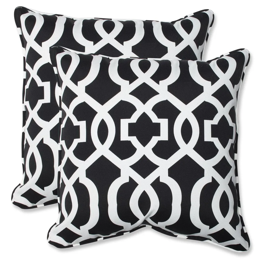 Pillow Perfect Outdoor/ Indoor New Geo Black/White 18.5-inch Throw Pillow (Set of 2), photo 2 of 2