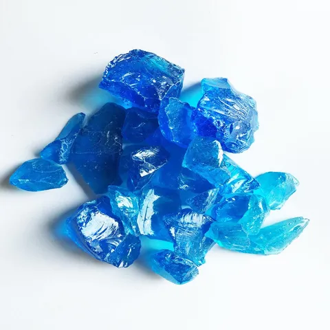 Turquoise Fire Pit Glass Rocks, 1/2"-1", 10 lbs