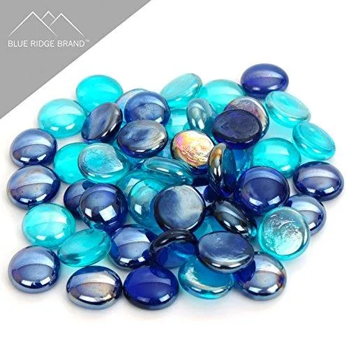 Blue Ridge Brand Fire Pit Glass - Aqua, Dark Blue, Light Blue Blend Reflective Fire Glass Beads 3/4" - Reflective Fire Pit Glass Rocks - Reflective Glass Beads for Fireplace and Landscaping 3, 5, 10, 20, 50 Pounds, photo 2 of 6