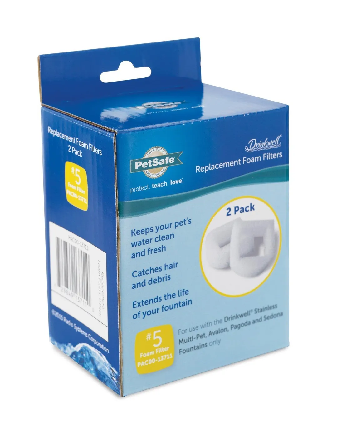 PetSafe Drinkwell Replacement Foam Filters, works with 1/2 Gallon, 1 Gallon, 2 Gallon, Seascape, Avalon, Pagoda, Stainless Multi-Pet and Sedona Water Fountains for Dogs and Cats, photo 7 of 7