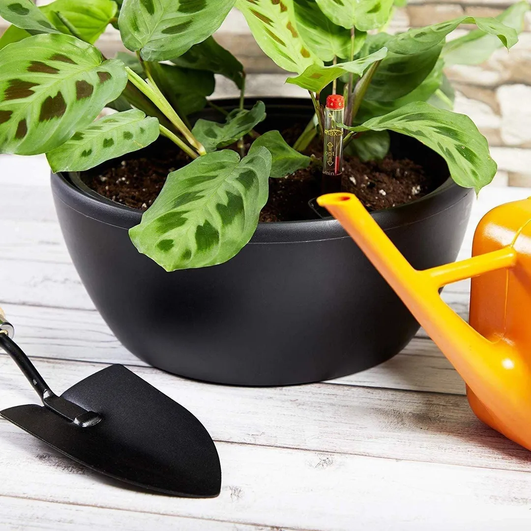 10" Self Watering Pot Planter for Indoor and Outdoor Plants Flowers African Violets Orchids Herbs, Black, photo 6 of 6
