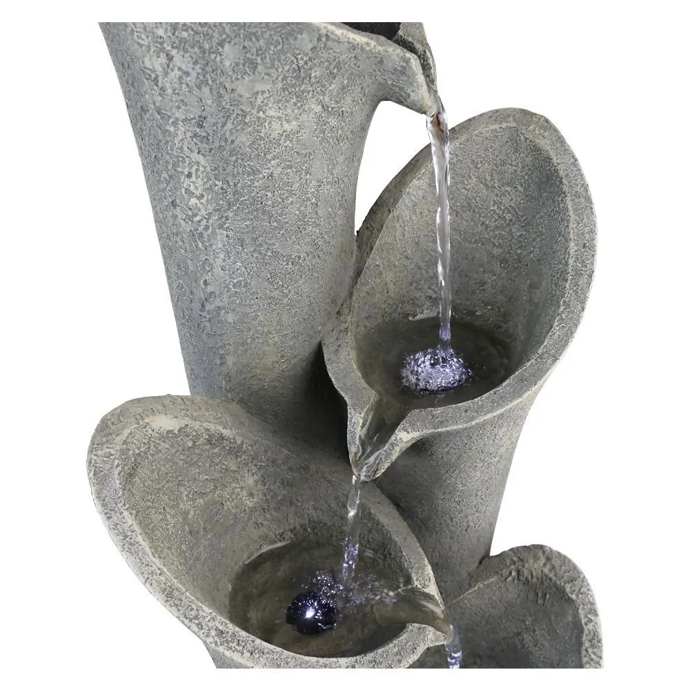 Waterfall Garden Fountain with LED Lights 33.4" H Curved Cascading Indoor Outdoor Water Fountain with Built-in Quiet Pump and LED Lights Perfect Garden Water Feature, Patio Fountain, photo 9 of 10