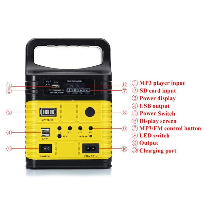 Portable Power Station, Solar Generator with 6W Solar Panel, 2 or 3 LED Light Bulb, Camp Lamps with 5V Output Can Charge Power Bank, USB DC Outlets, for Outdoor Camping, Home Emergency Power Supply, photo 4 of 12