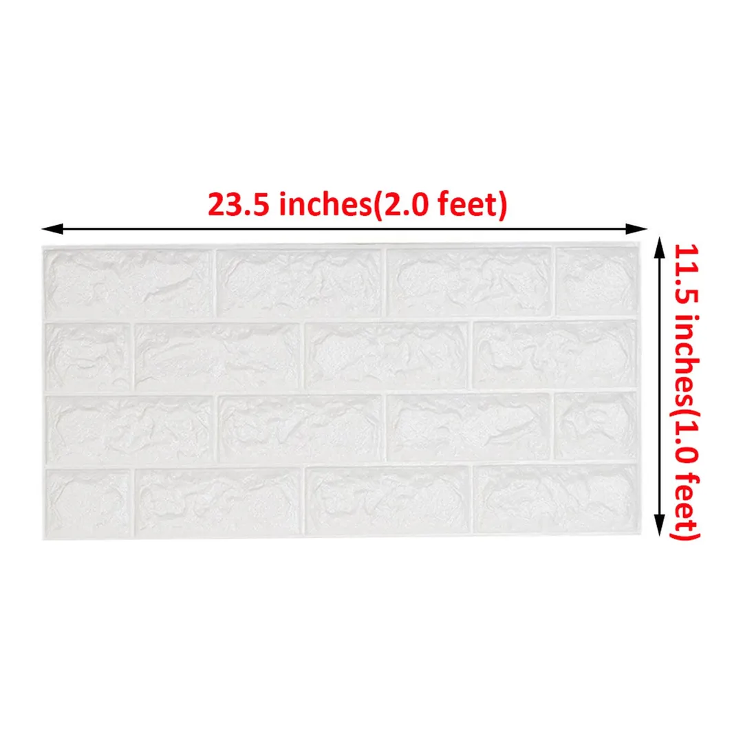 NK HOME 3D Wall Stickers Panels White Brick Wallpaper Peel and Stick Paper Bedroom Living Room Modern Wall Decor Decal Accent Sofa Background TV Walls 1Pc, photo 5 of 7