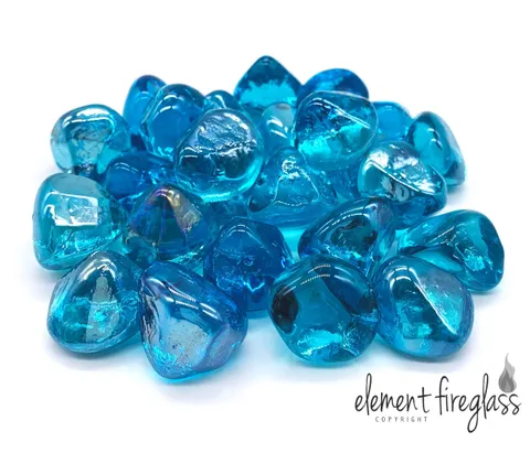 Element Blue Luster Jelly Bean 1" Fire Glass, 10 lbs