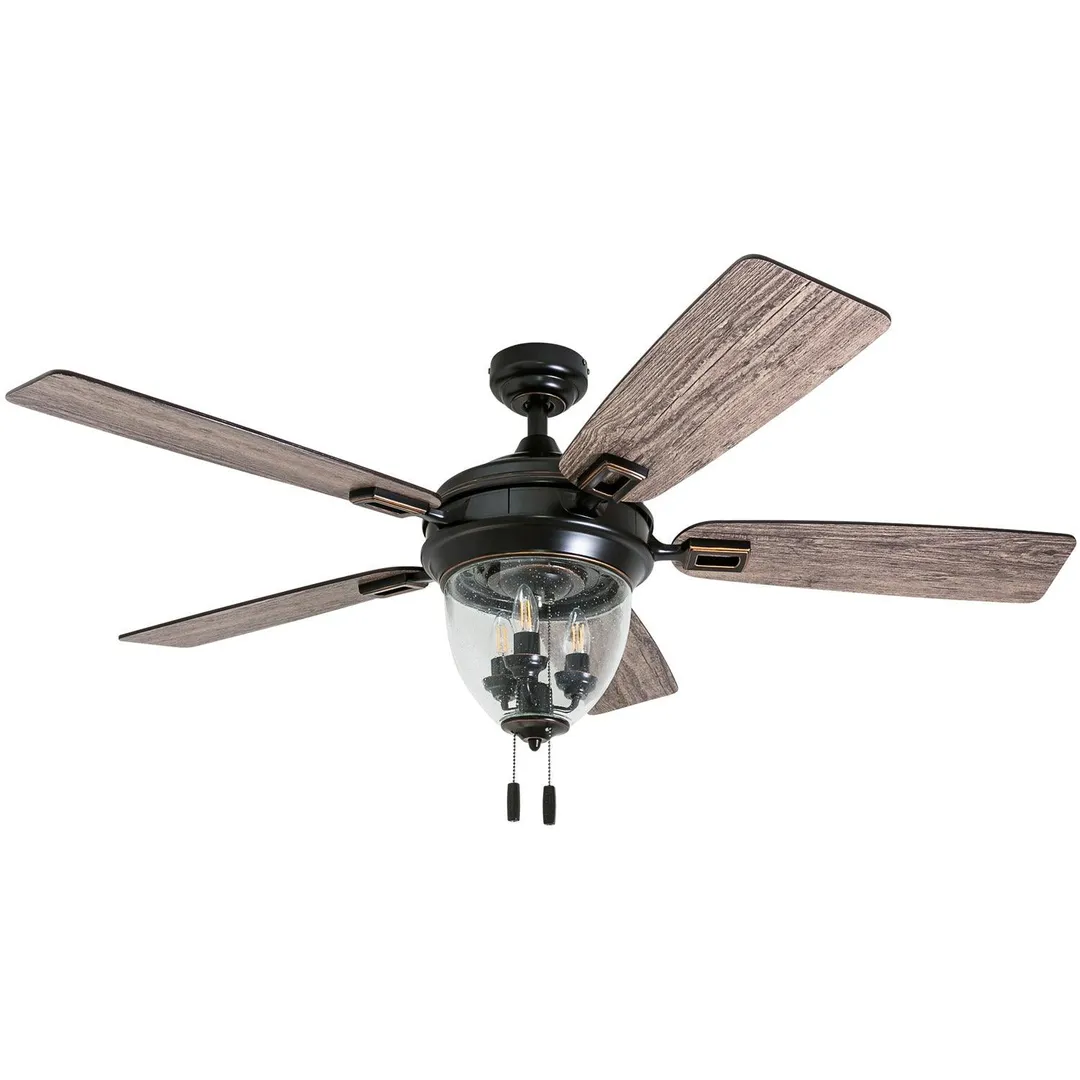 Honeywell Glencrest 52" Craftsman Industrial Oil Rubbed Bronze LED Outdoor Ceiling Fan with Light, photo 10 of 12