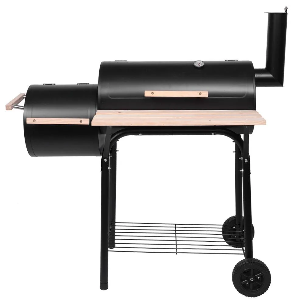 Charcoal Grill, SEGMART 24.4" BBQ Grill Charcoal with Smoker, Portable BBQ Grill with Side Burner, Outdoor Charcoal BBQ Grill with 2 Wheels & Thermometer, Grill for Camping Picnic, Park, Black, H1201, photo 7 of 15