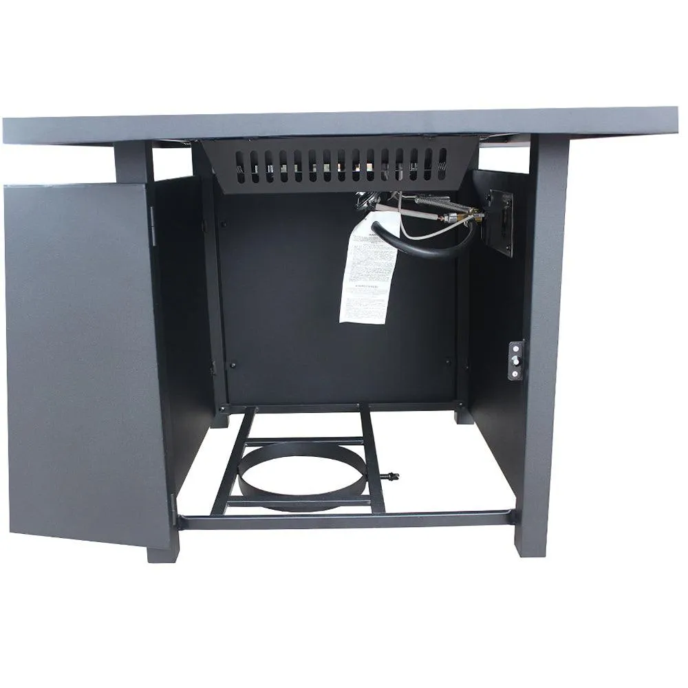 Lemonbest Outdoor Gas Propane Fire Pit Pits Firepit Fireplace Dinning Table Tables with Lid, Lava Stone, 30 Inch, Square, 50000BTU, for Garden Backyard Deck Patio, photo 3 of 7
