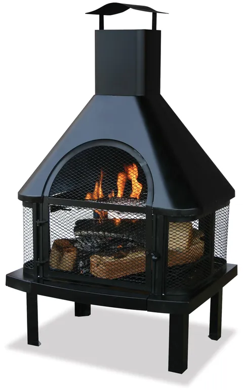 Black Wood Burning Outdoor Firehouse