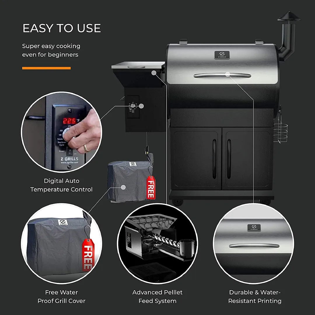 Z Grills ZPG-700E Wood Pellet Grill & Smoker 700 sq in 8 in 1 BBQ Auto Temperature 2020 Model Cover included in Stainless, photo 6 of 8