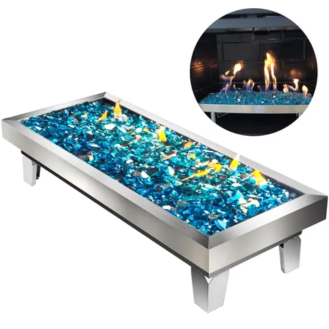 24 × 10 in Fire Pit Pan Stainless Steel Table Top Single Burner 60K BTU Only for Propane Gas