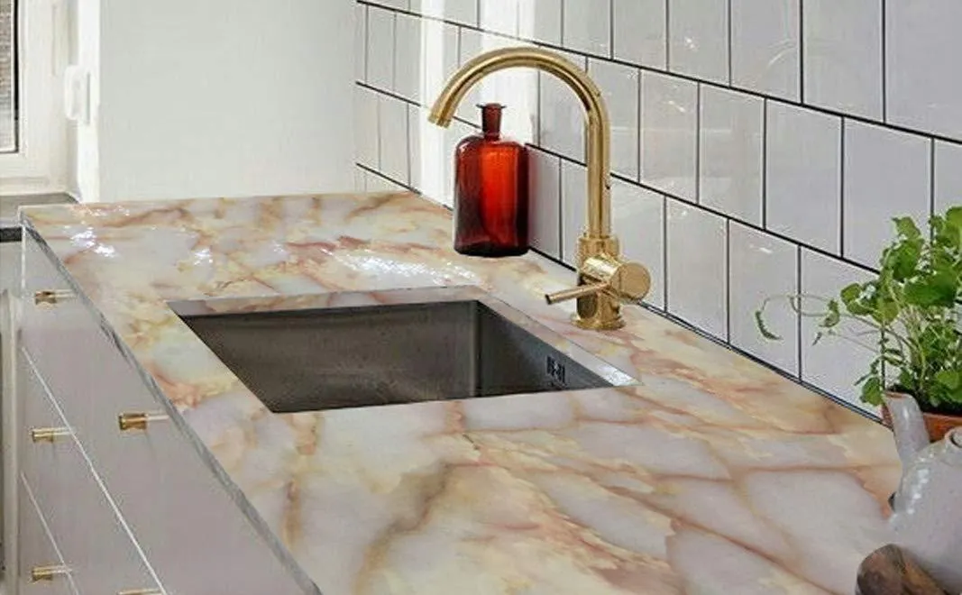 Marble Contact Paper Removable Wallpaper Film Self-Adhesive DIY Granite Sticker Kitchen Peel Stick Backsplash Tile Countertop Furniture Shelf Liner 2ftx32ft, photo 3 of 10