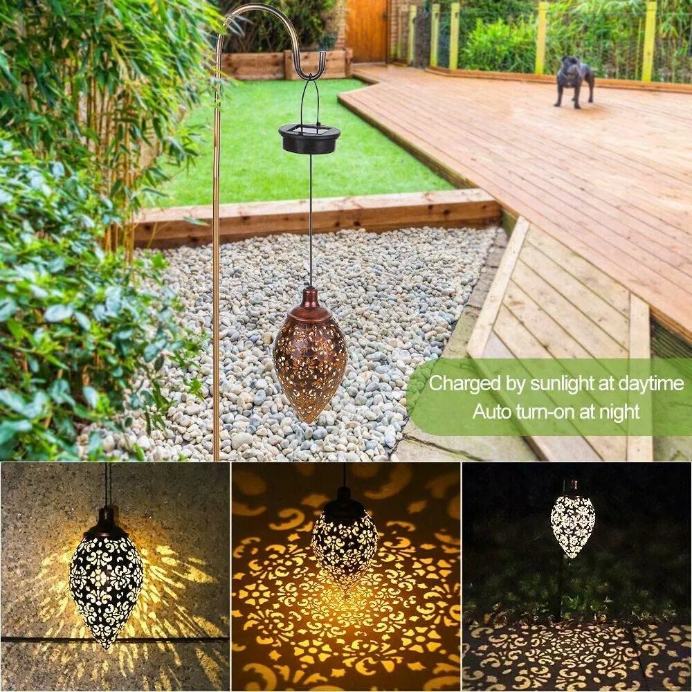 GENKENT Hanging Solar Lights Solar Lantern LED Garden Lights, Waterproof LED Lights, Outdoor Hollow Art Hanging Decor, photo 4 of 6