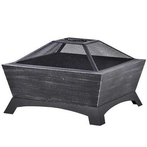 SAIBAIYEE Quality Steel Fire Pit with Log Poker, Mesh Screen for Outdoor Living, Family Use, Dark Gray, photo 2 of 8