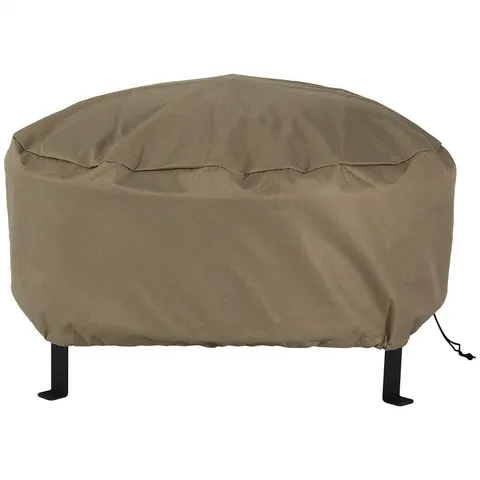 Sunnydaze Fire Pit Cover Heavy-duty Round Khaki Waterproof 300D Polyester - 30"