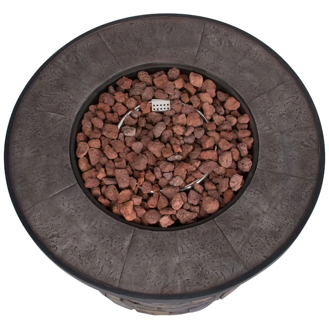 Shine Company Sevilla 35 in. Round Outdoor Fire Pit Table - Stone, photo 5 of 5