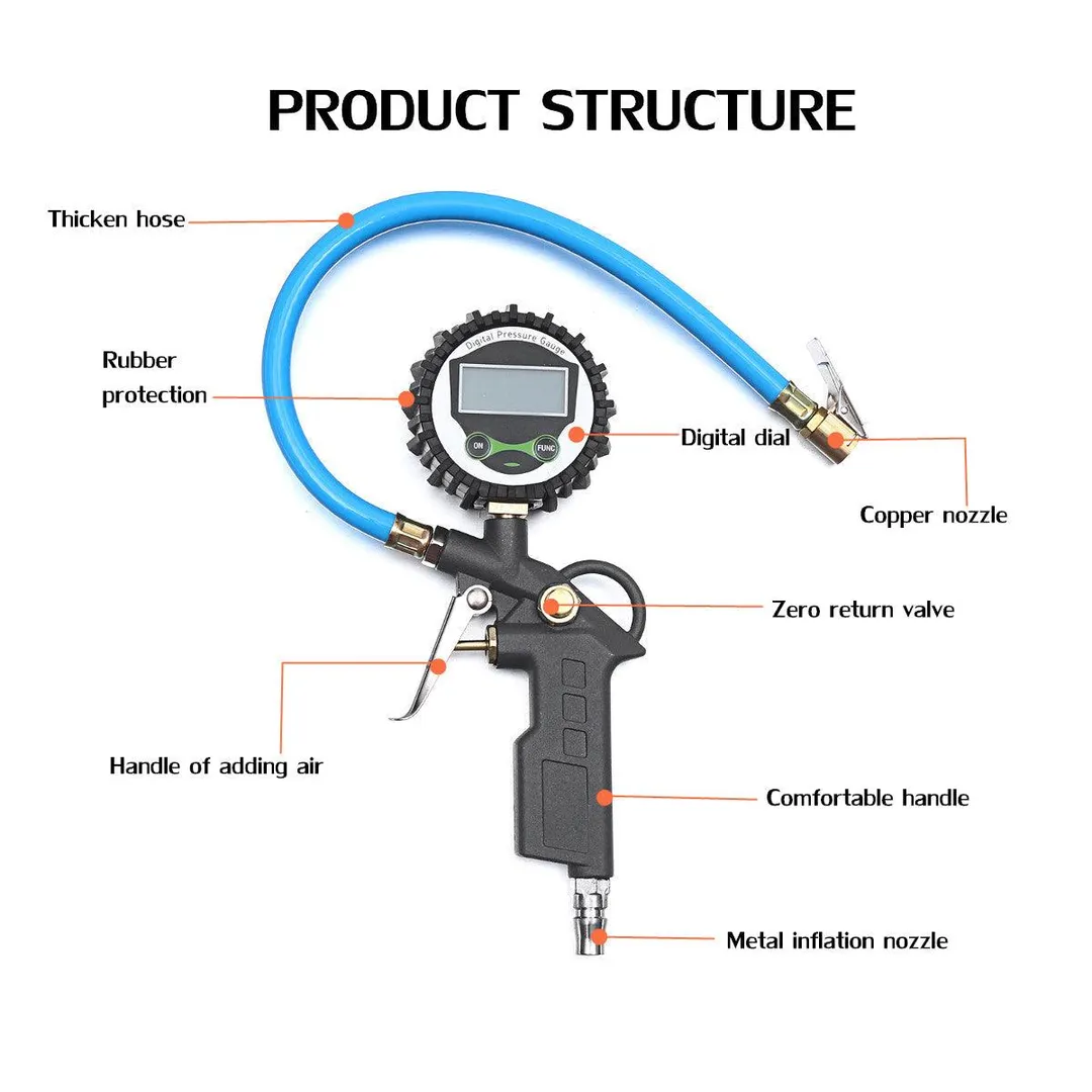 KUDOSALE 220 psi LCD Digital Tire Inflator with Pressure Gauge Air Chuck Hose Car Truck, photo 3 of 7