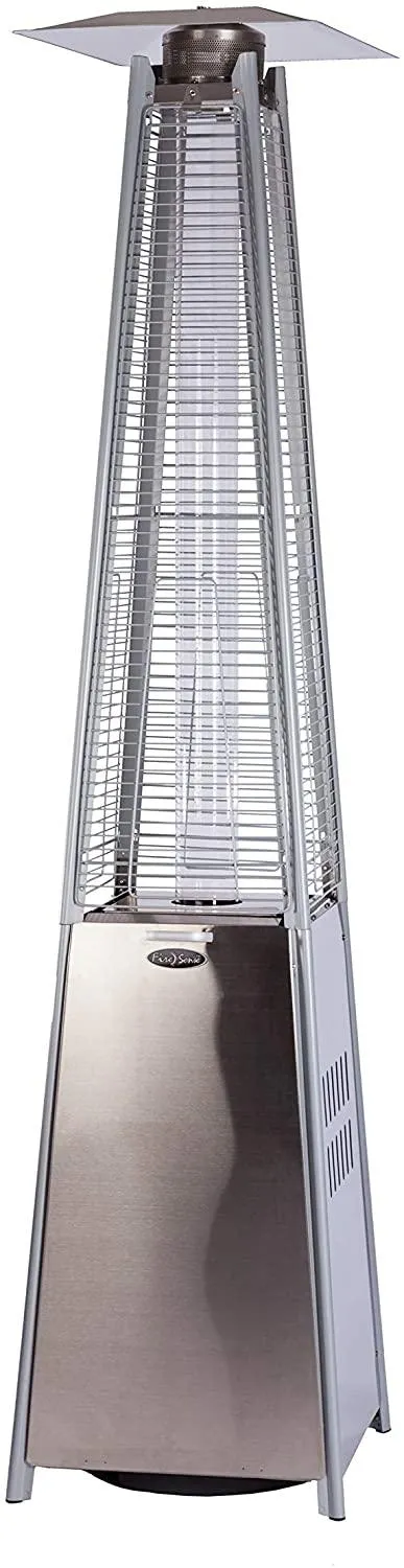 Stainless Steel Pyramid Flame Heater with Wheels | Beautiful Tall Flame | Uses 20 Pound Propane Tank | 40,000 BTU Output | Portable Outdoor and Patio Heat Lamp