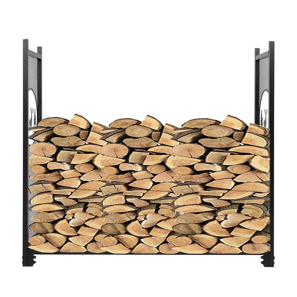 Zimtown Firewood Holder Small Decorative Indoor/Outdoor Firewood Racks Fireside Log Rack, Black, photo 4 of 7