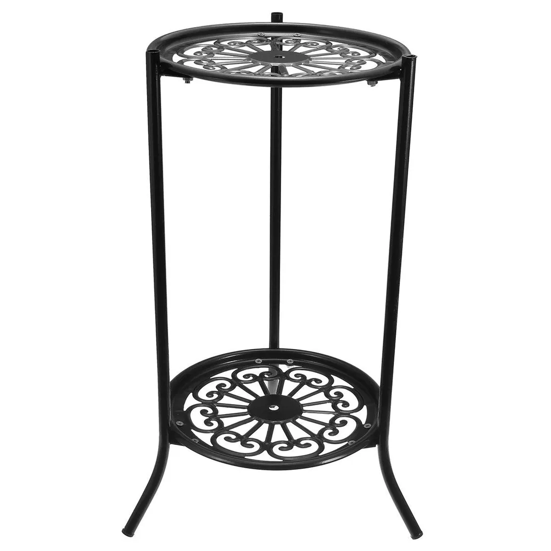 2-Tier Elegant Metal Plant Stand Shelf Flower Pot Rack Holder Indoor Outdoor Black White, photo 3 of 7