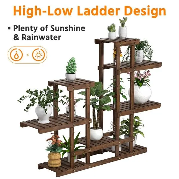 38" Wood Plant Stand Flower Display Shelf Stand 6 Tier for 8 Potted Plants Indoors/Outdoors, photo 9 of 9