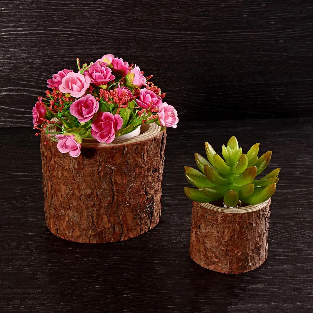 Wooden Succulent Garden Pot, Plant Pot Cactus Herb Planter, Plant Container, Gift for Mom Sister Aunt Best for Home Office Desk Decoration(2 - 5inch ), photo 3 of 9