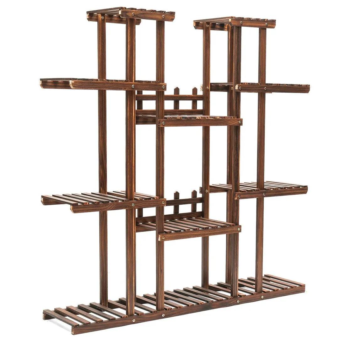 Novashion 9-Tier AUGIENB Wooden Flower Stand Rolling Flower Plant Display Stand Shelf Ladder Stand for Living Room Balcony Patio Yard Indoors & Outdoors Ample for 17 Pots, photo 4 of 8