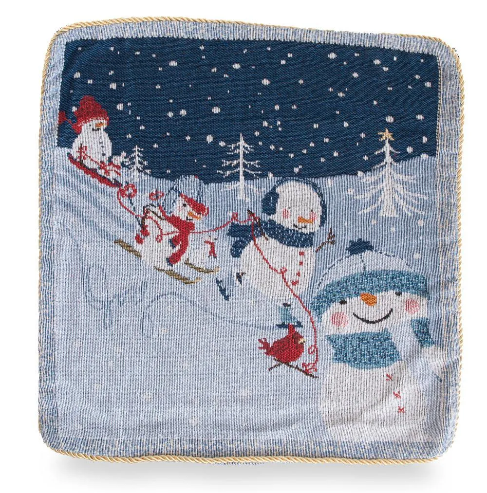 BestPysanky Set of 2 Snowmen Enjoying Winter Sport Parade Christmas Throw Cushion Pillow Covers, photo 6 of 6