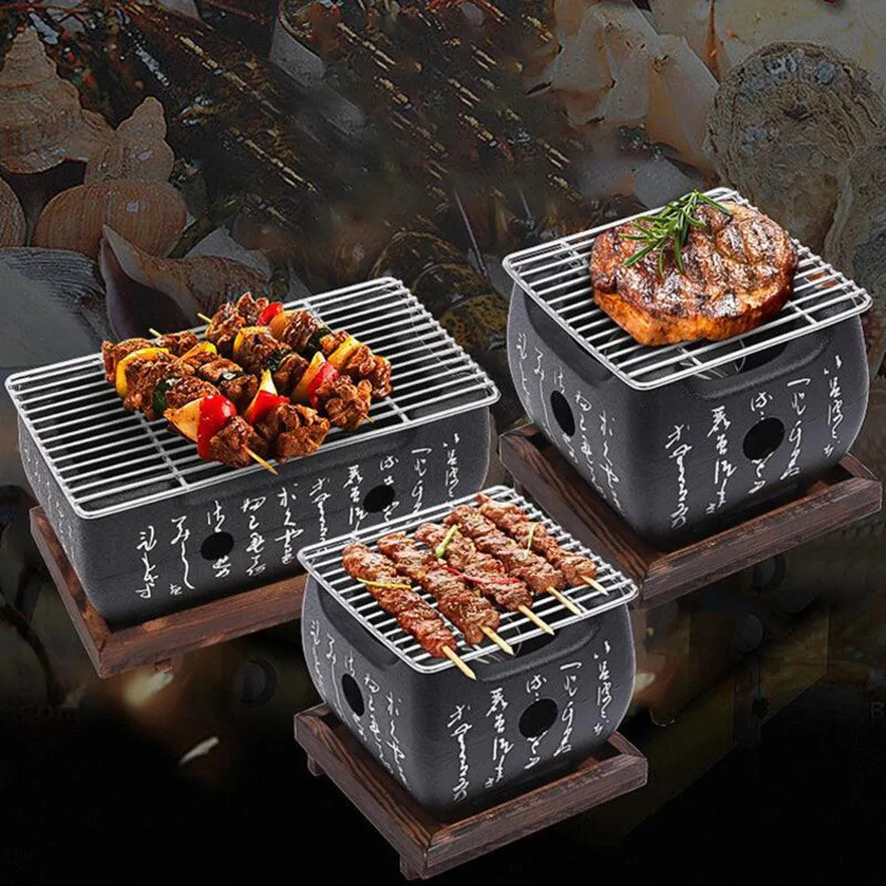 Barbecue Grill Stove BBQ Grill Portable Charcoal Smoker Grill for Outdoor Family Cooking Camping Hiking Picnic, photo 7 of 9