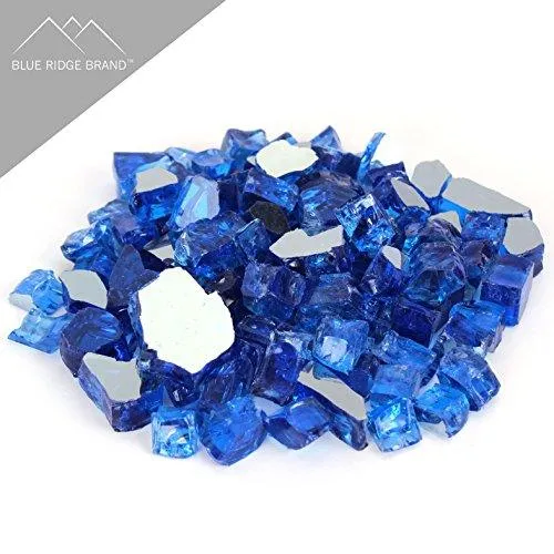 Blue Ridge Brand Fire Pit Glass - Cobalt Blue Reflective Fire Glass 1/2" - Reflective Fire Pit Glass Rocks - Blue Ridge Brand™ Reflective Glass for Fireplace and Landscaping 3, 5, 10, 20, 50 Pounds, photo 2 of 6