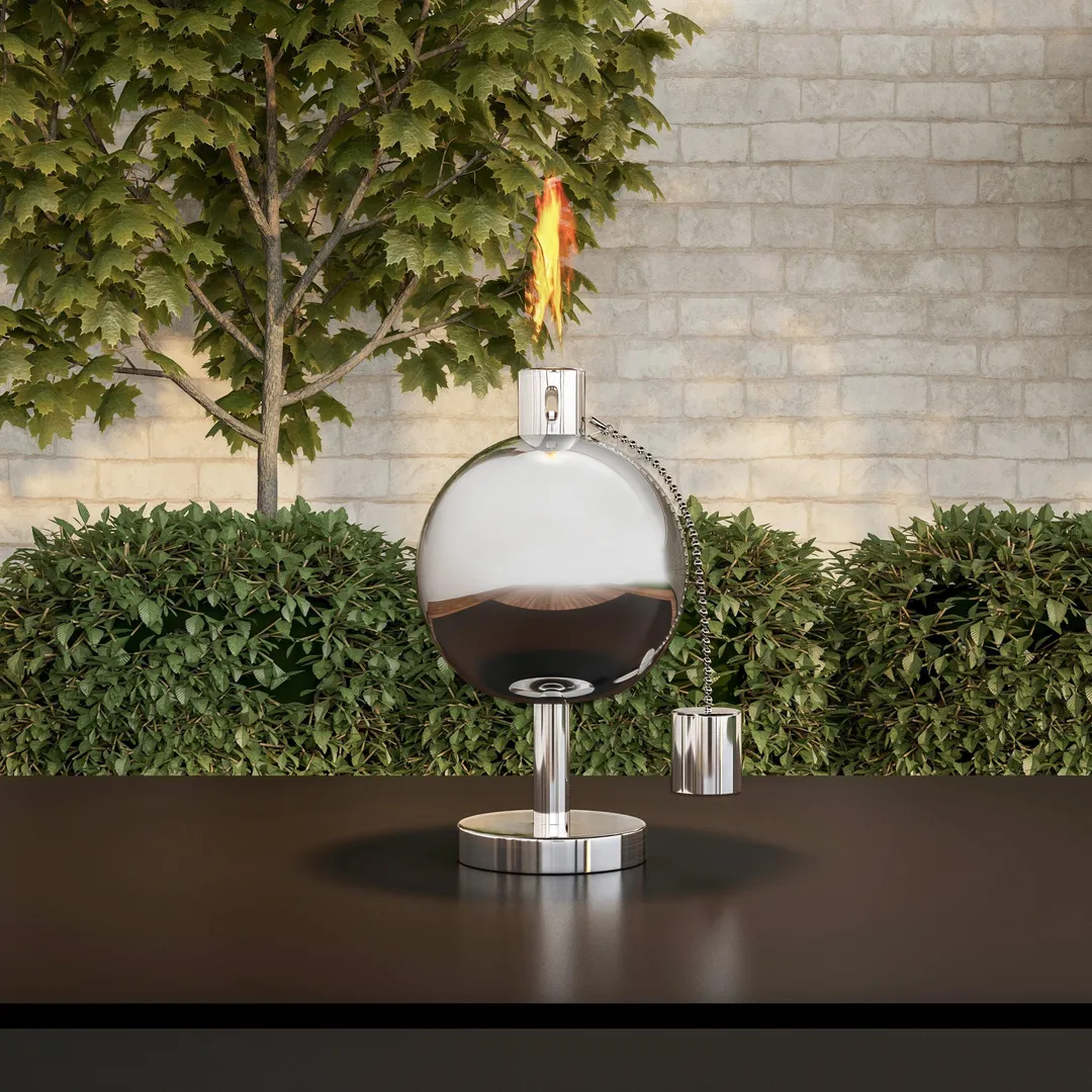 Pure Garden Tabletop Torch Lamp- 10” Stainless Steel Outdoor Fuel Canister Flame Light for Citronella with Fiberglass Wick for Backyard, Patio by Pure Garden, photo 3 of 6