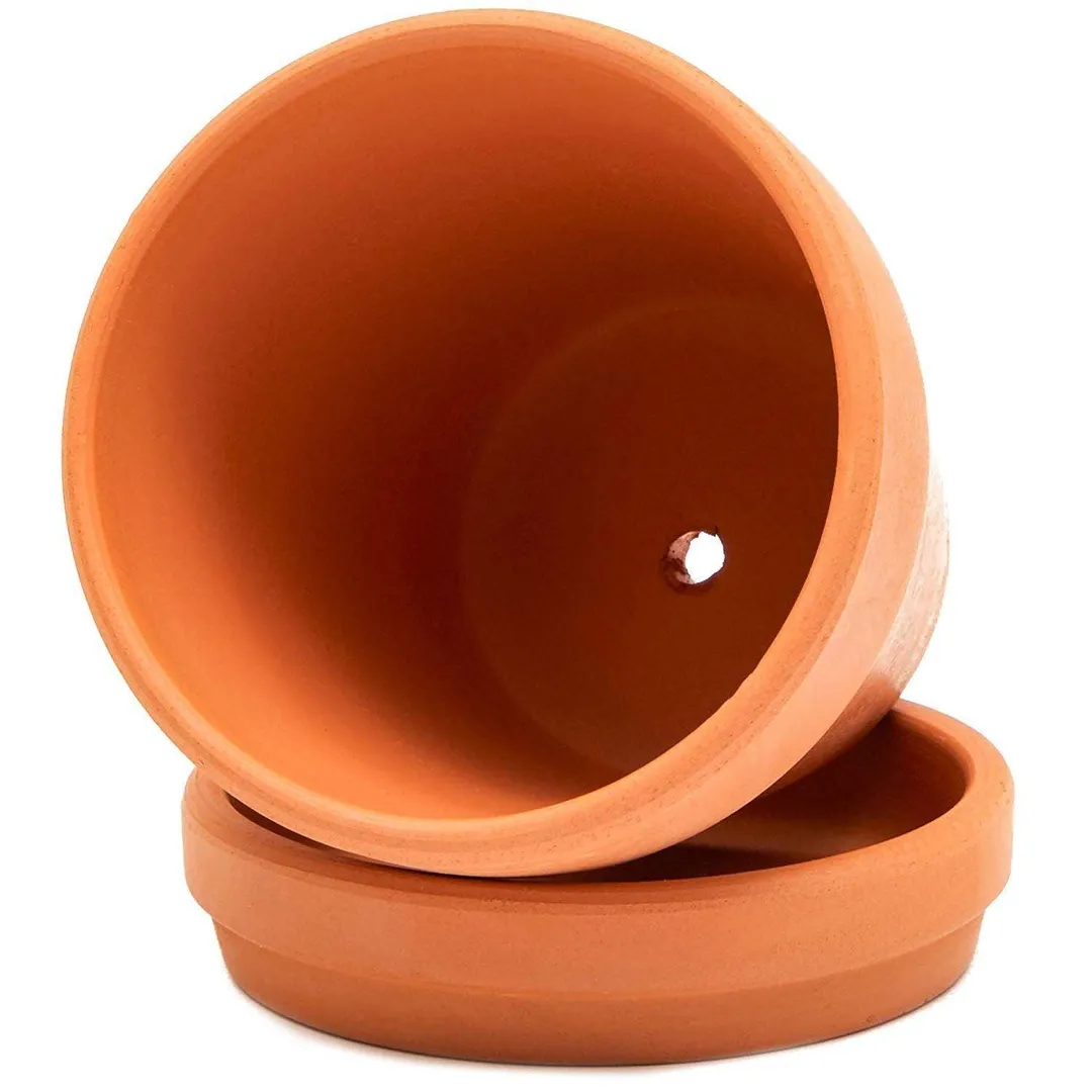 9 Packs 3" Terra Cotta Pots with Saucer, Mini Small Terracotta Flower Clay Pots Planters with Saucer Ceramic Pottery Nursery Indoor Outdoor Gardening for Cacti & Succulent Plants, Brown, 3 inches, photo 3 of 6