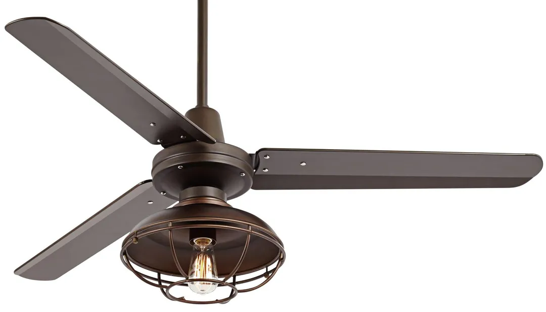 Casa Vieja 52" Casa Vieja Industrial Outdoor Ceiling Fan with Light LED Dimmable Remote Bronze Cage Damp Rated for Patio Porch, photo 4 of 7
