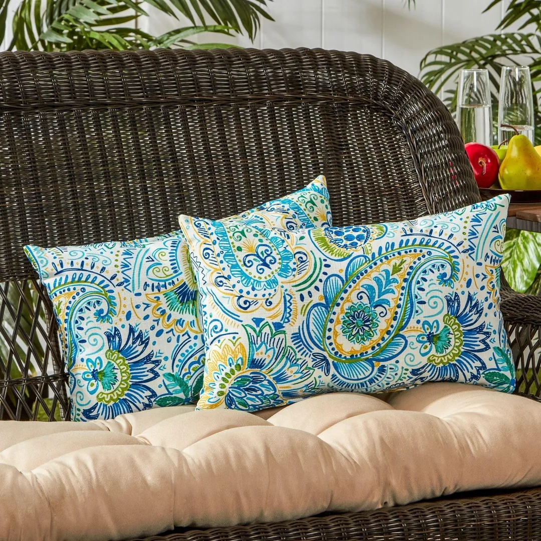 Greendale Home Fashions Painted Paisley Rectangle Outdoor Accent Pillow, Set of 2, photo 2 of 5