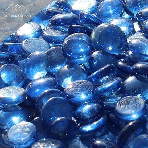 Fire Pit Glass - Light Blue Reflective Fire Glass Beads 3/4" - Reflective Fire Pit Glass Rocks - Blue Ridge Brand™ Reflective Glass Beads for Fireplace and Landscaping 3