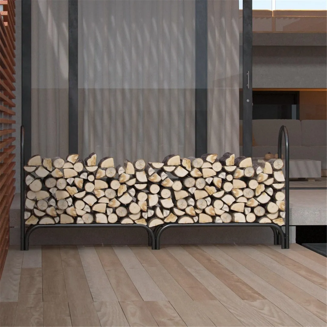 Gibson Living  8 ft Heavy Duty Firewood Shelter Log Rack for Fireplaces and Fire Pits to Enjoy a Real Fire or Complement Vent-Free, Propane, Gas, Gas Inserts, Ethanol, Electric, Indoor Outdoor Firepla, photo 4 of 5