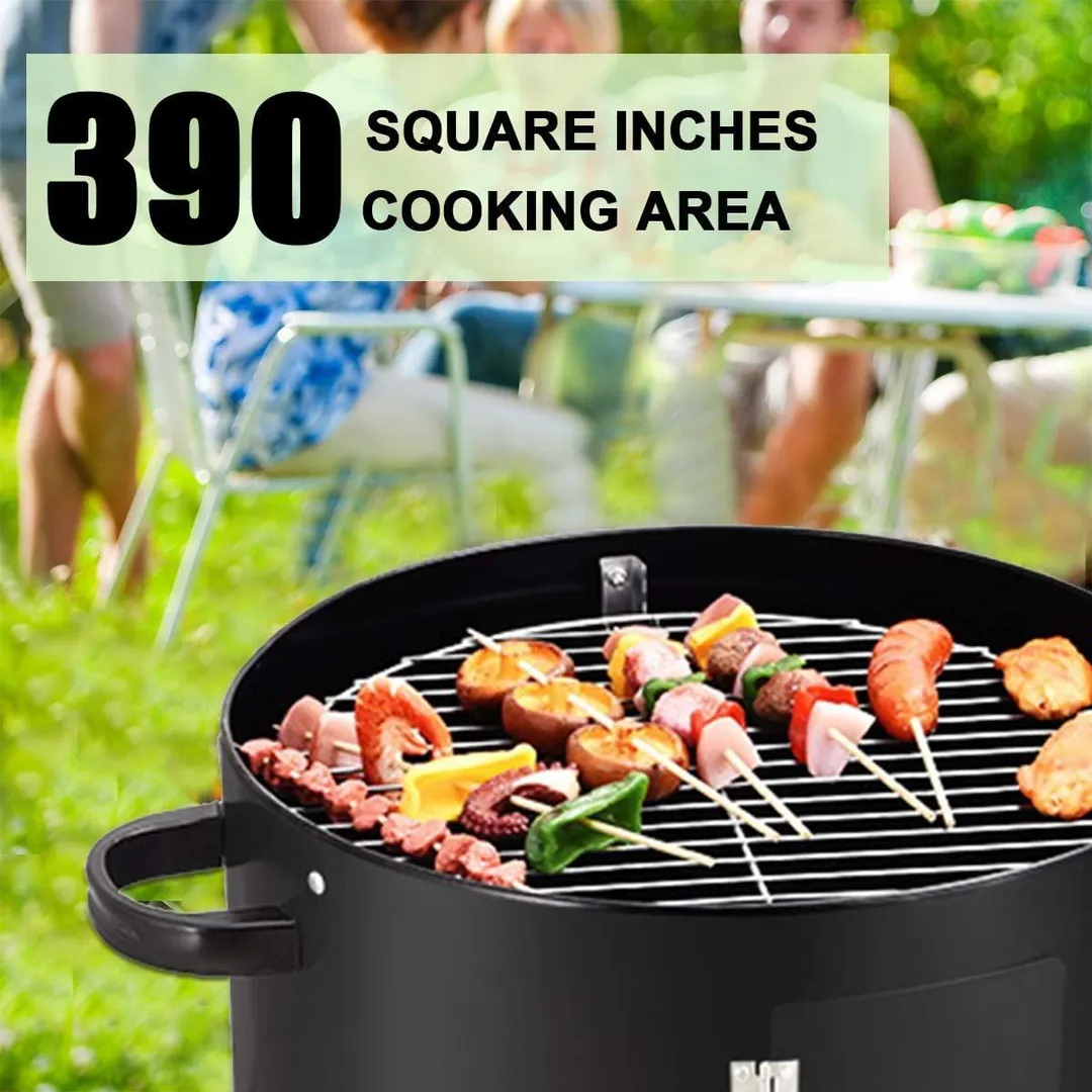 Portable Charcoal Grill 2 tier Outdoor Stove Grills Multifunctional Fire Pit 20" Complete Smoker for Camping Barbecue, Black, photo 5 of 7