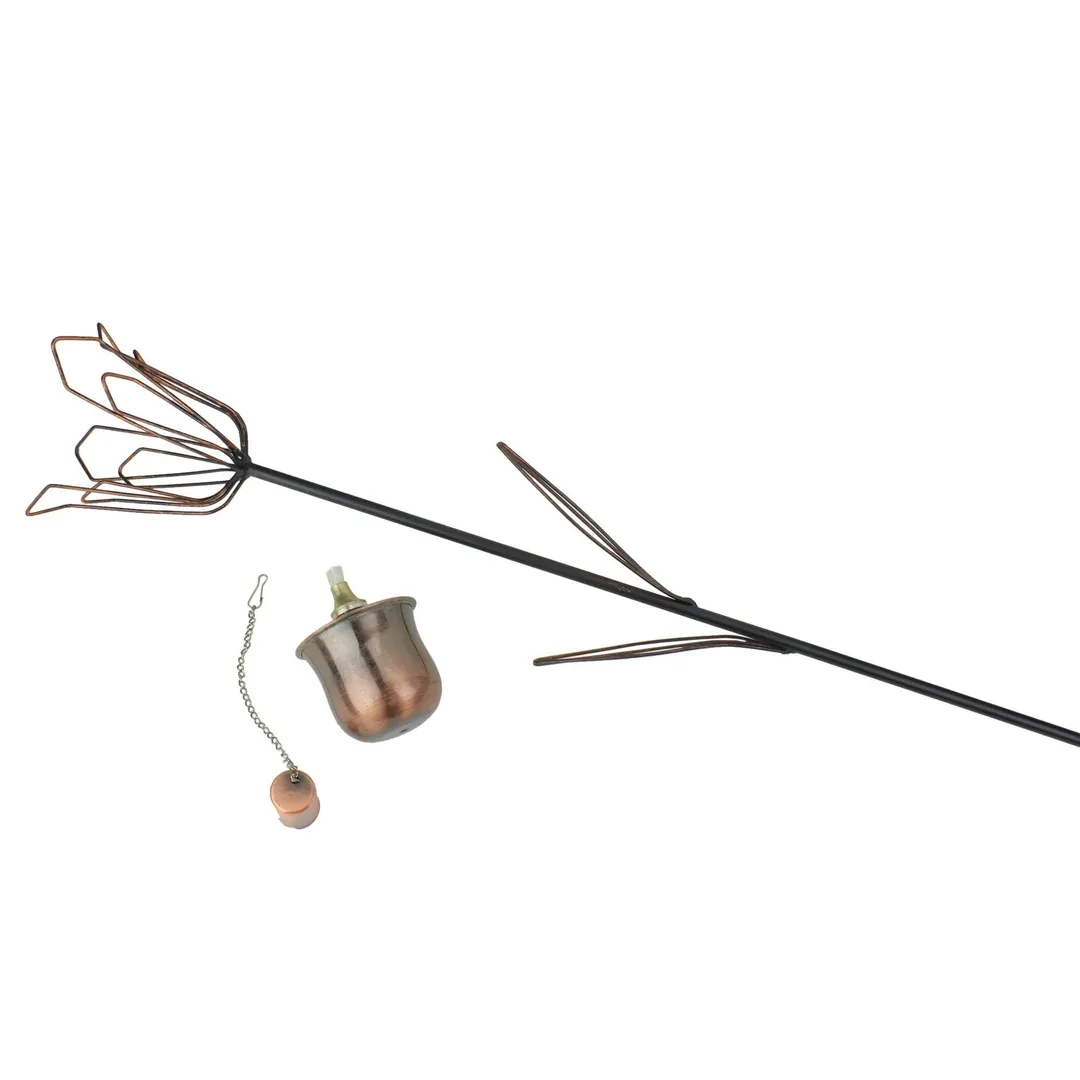Northlight 30" Flower Shape Garden Oil Lamp Outdoor Patio Torch - Brushed Copper, photo 4 of 4