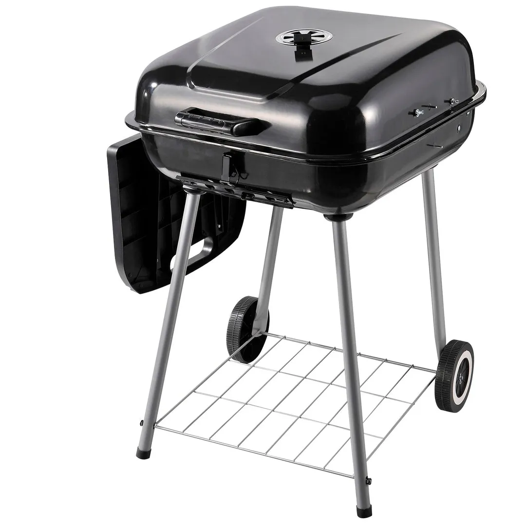 Outsunny 37.5" Steel Square Portable Outdoor Backyard Charcoal Barbecue Grill With Lower Shelf and Tray, photo 3 of 9