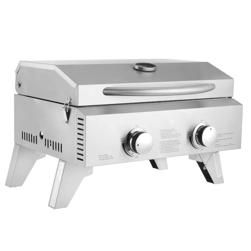 Zimtown Outdoor Tabletop Stainless Steel Propane Gas Grill Portable Two-Burner, photo 6 of 8
