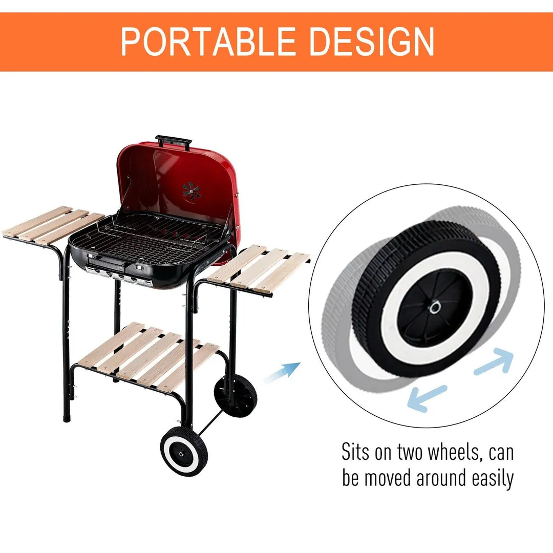Outsunny 19” Steel Porcelain Portable Outdoor Charcoal Barbecue Grill, photo 5 of 11