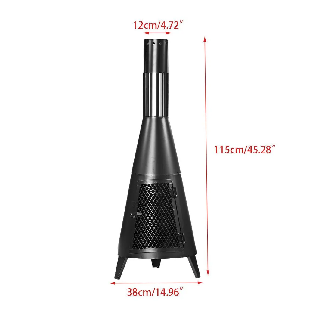 KUDOSALE 45 Inch Outdoor Chiminea Wood-burning Fire Pit Freestanding Fireplace Heater Chiminea Fireplace Heater Stove Wood Charcoal Burning Fire Pit with Fire Poker For Home Backyard Patio, photo 2 of 13