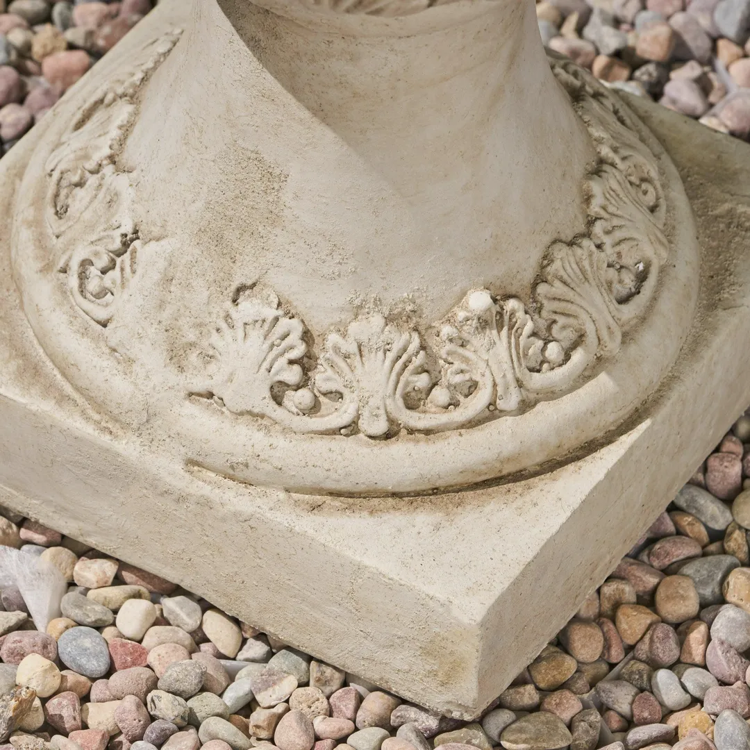 Egypt Outdoor Light Weight Concrete Chalice Garden Urn Planter, Antique White, photo 3 of 7