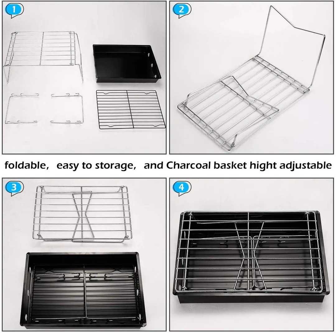 Charcoal Grill Camp Grill Mini Grill Folding Campfire Grill Portable Grill Lightweight Steel Mesh Barbecue Grill Camping Grill for Outdoor Camping Cooking Hiking Backpacking Party, photo 9 of 9