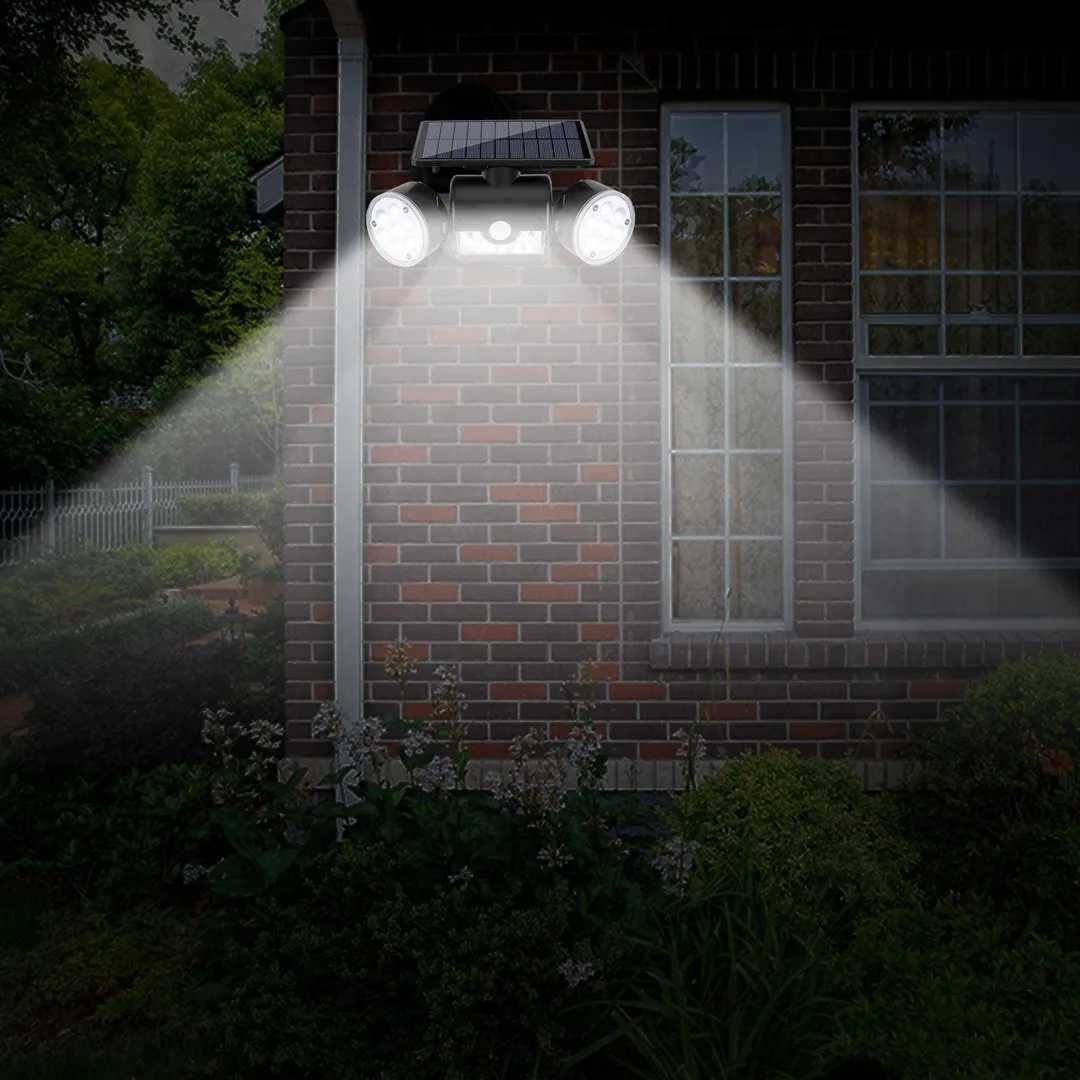 TSV Solar Motion Sensor Dual Head Lights Outdoor Lighting, TSV 30LED IP65 Waterproof 360° Rotatable Solar Powered Wall Lights Spotlight Flood Security Lights for Front Door Yard Garden Garage, photo 4 of 10