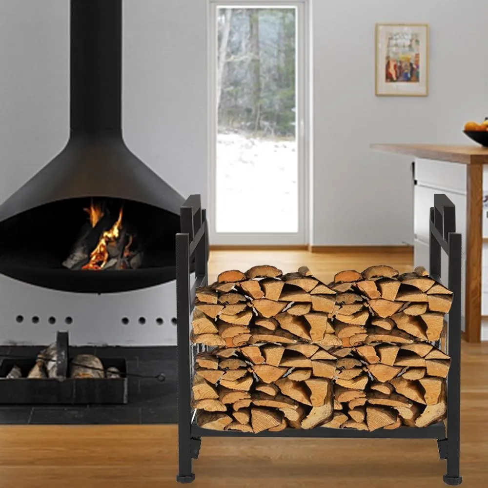Zimtown Firewood Holder, Wrought Iron Wood Lumber Storage Holder for Fireplace, Heavy Duty Log Storage Bin for Firepit Stove Accessories, photo 4 of 7