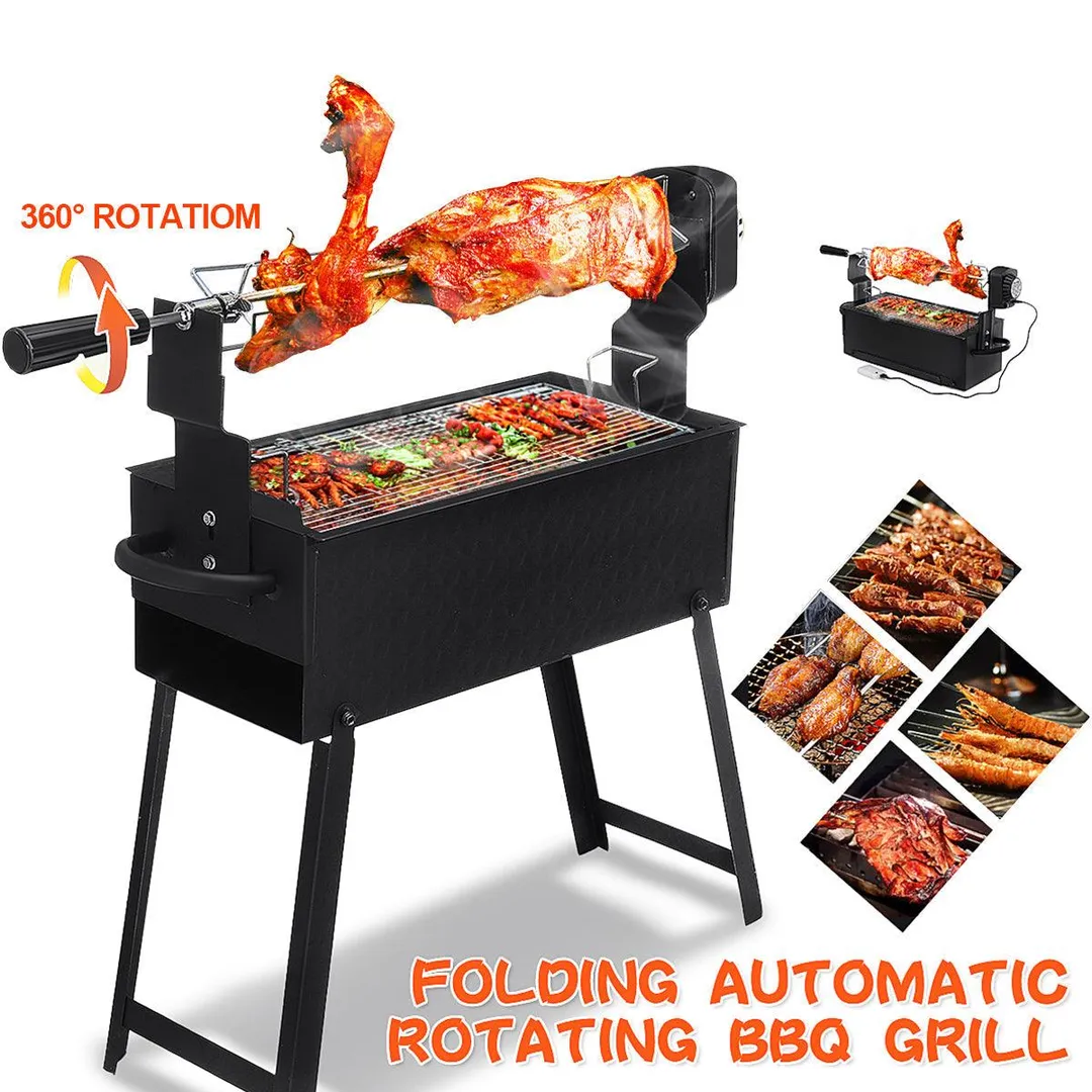 Portable Barbecue Grill - Stainless Steel Roasted Lamb Stove Full Automatic Rotating Household Electric Charcoal Small Shelf Grilled Lamb Chops Roast Chicken Outdoor Grill Grill, photo 2 of 13
