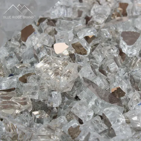 Fire Pit Glass - Crystal Clear Reflective Fire Glass 1/2" - Reflective Fire Pit Glass Rocks - Blue Ridge Brand™ Reflective Glass for Fireplace and Landscaping 3