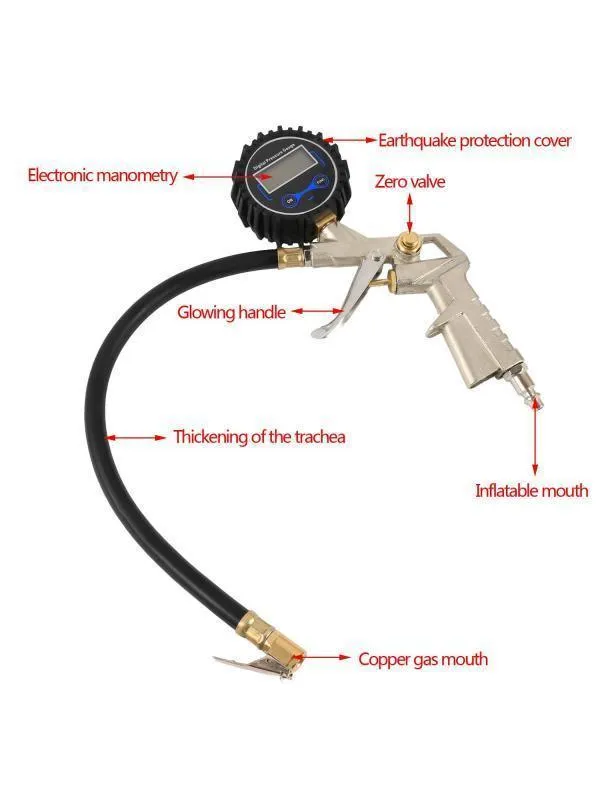 Generic Air Tire Inflator with High Accurate Digital Pressure Gauge For Car Truck Motorcycle Bike HFON, photo 3 of 6